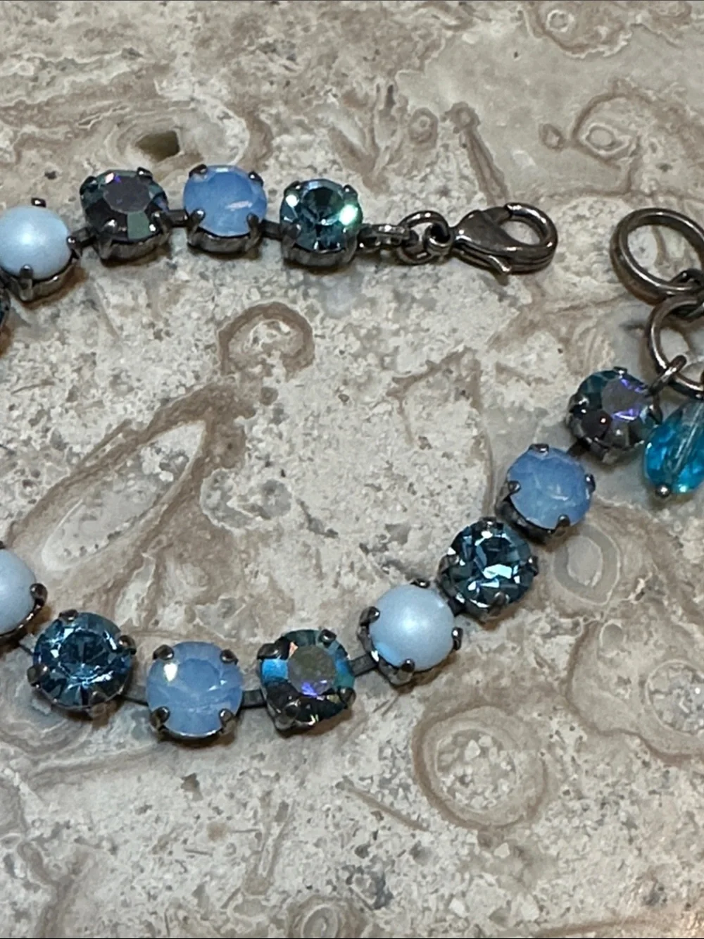 Mariana Blue & Opal Crystal Heart Charm Bracelet